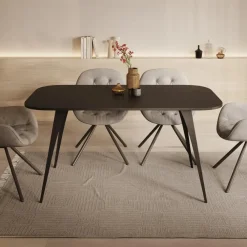 Meubella - Eetkamertafel Flix - Zwart - 160 cm - Uitschuifbaar