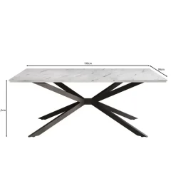 Meubella - Eetkamertafel Faithley - Wit marmerlook - 190 cm