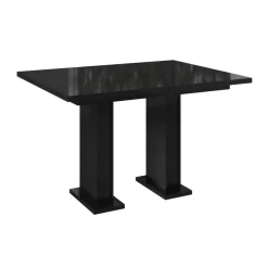 Meubella - Eetkamertafel Glamour - Hoogglans zwart - 160 cm - Uitschuifbaar