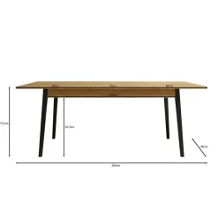 Rechthoekige Eettafels|Industriële Eettafels-Meubella - Eetkamertafel Monor - Eiken - 200 cm - Uitschuifbaar