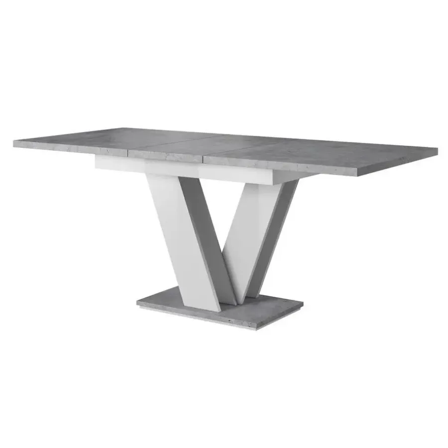 Meubella - Eetkamertafel Moris - Wit - Betonlook - 160 cm - Uitschuifbaar