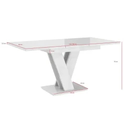 Meubella - Eetkamertafel Moris - Wit - Betonlook - 160 cm - Uitschuifbaar