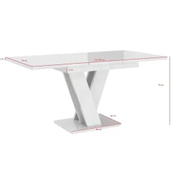 Meubella - Eetkamertafel Moris - Zwart marmerlook - 160 cm - Uitschuifbaar