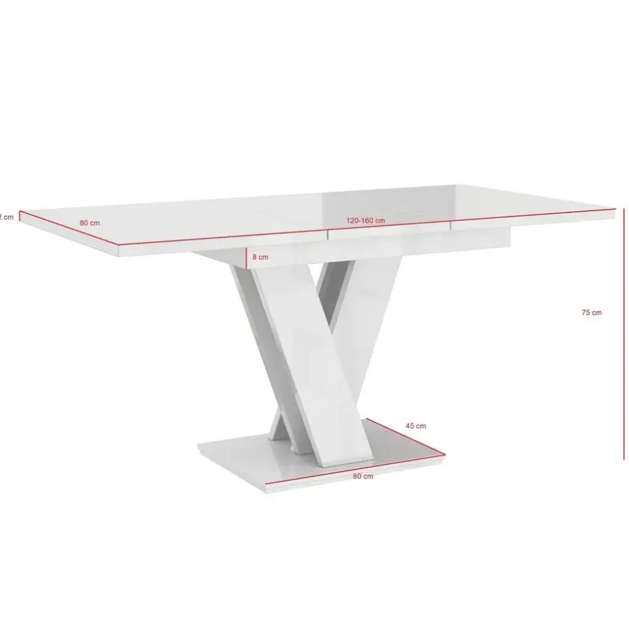 Meubella - Eetkamertafel Moris - Zwart marmerlook - 160 cm - Uitschuifbaar