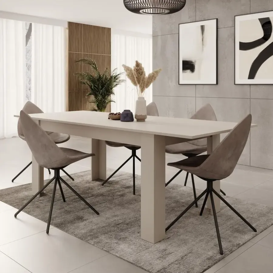 Rechthoekige Eettafels|Houten Eettafels-Meubella - Eetkamertafel Uverta - Beige - 220 cm - Uitschuifbaar