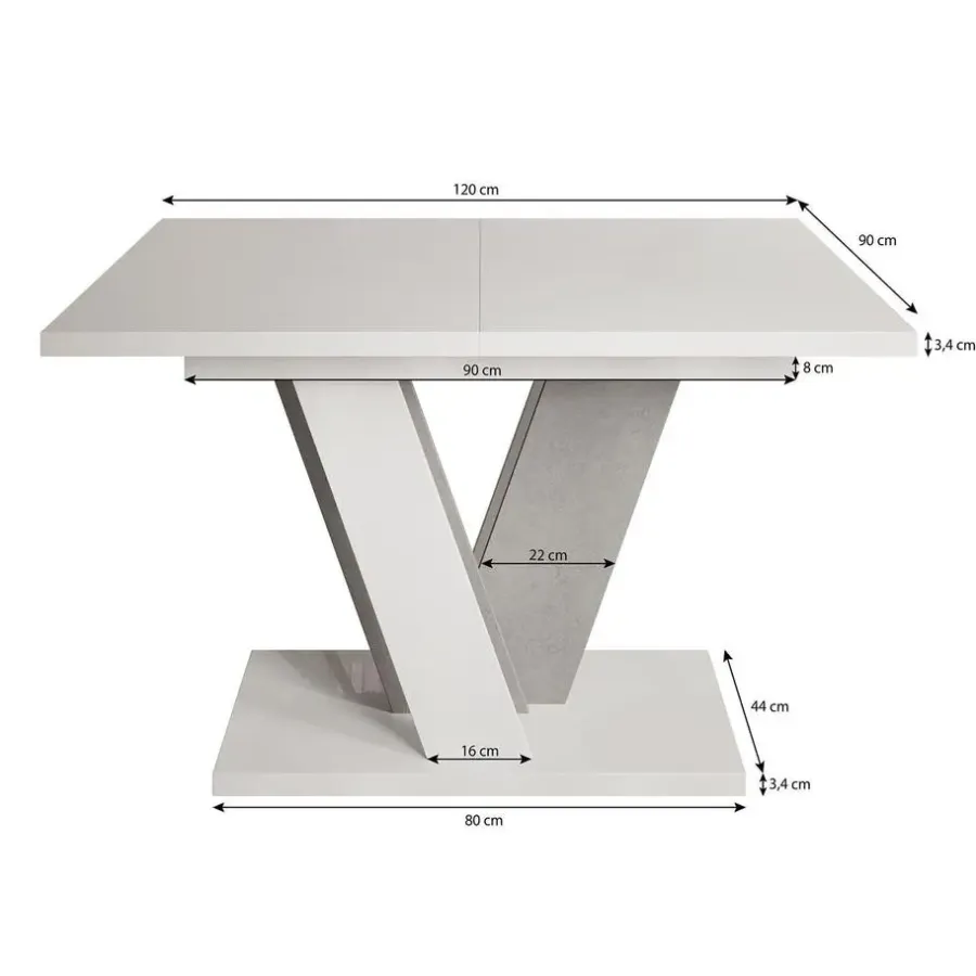 Meubella - Eetkamertafel Velluto - Eiken - Zwart - 160 cm - Uitschuifbaar
