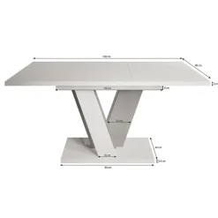 Meubella - Eetkamertafel Velluto - Eiken - Zwart - 160 cm - Uitschuifbaar