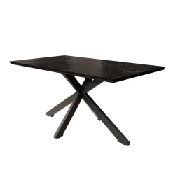 Industriële Eettafels-Meubella - Eetkamertafel Wabe - Zwart marmerlook - 160 cm
