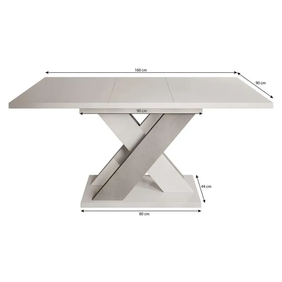 Meubella - Eetkamertafel Xandra - Eiken - Zwart - 160 cm - Uitschuifbaar