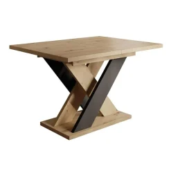 Meubella - Eetkamertafel Xandra - Eiken - Zwart - 160 cm - Uitschuifbaar