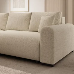 Meubella - Hoekbank Mindin - Beige teddystof - Universeel