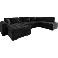 Meubella - Hoekbank Nicoreta - Zwart - Velvet - Links