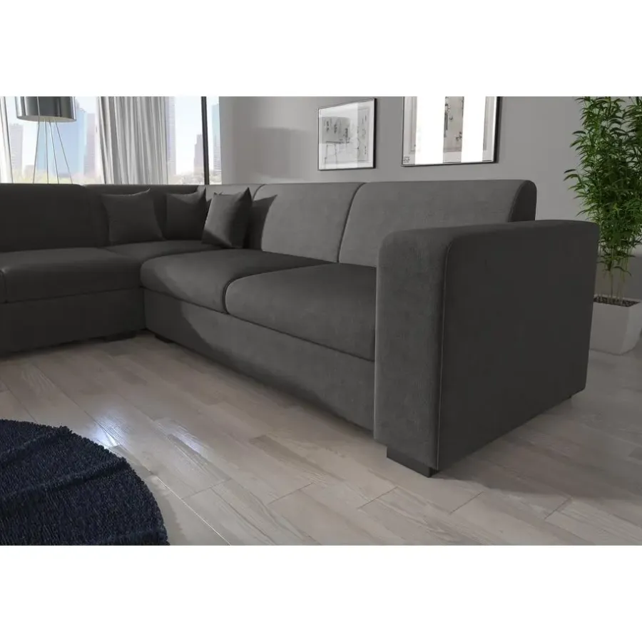 Meubella - Hoekbank Santana - Grijs - Velvet - Links