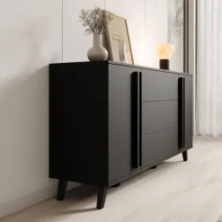 Dressoirs-Meubella - Hydra - Dressoir - Zwart - 150x40x78 cm