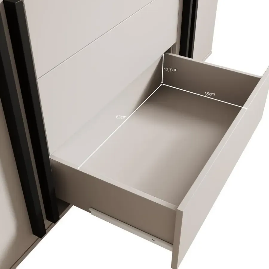 Dressoirs-Meubella - Hydra - Dressoir - Zwart - 150x40x78 cm
