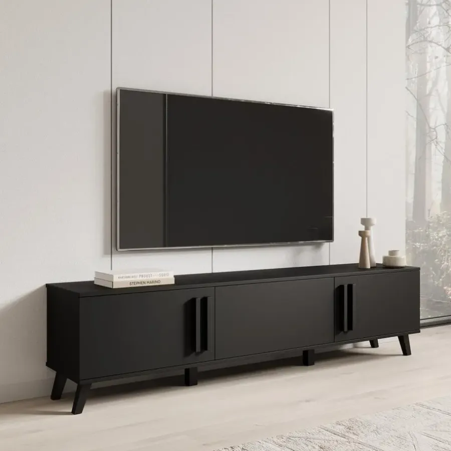 Tv Meubels-Meubella - Hydra - TV-Meubel - Zwart - 180 cm