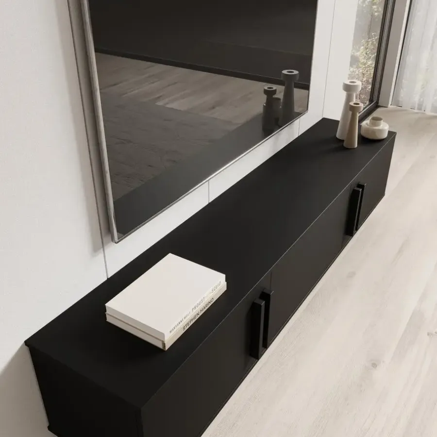 Tv Meubels-Meubella - Hydra - TV-Meubel - Zwart - 180 cm