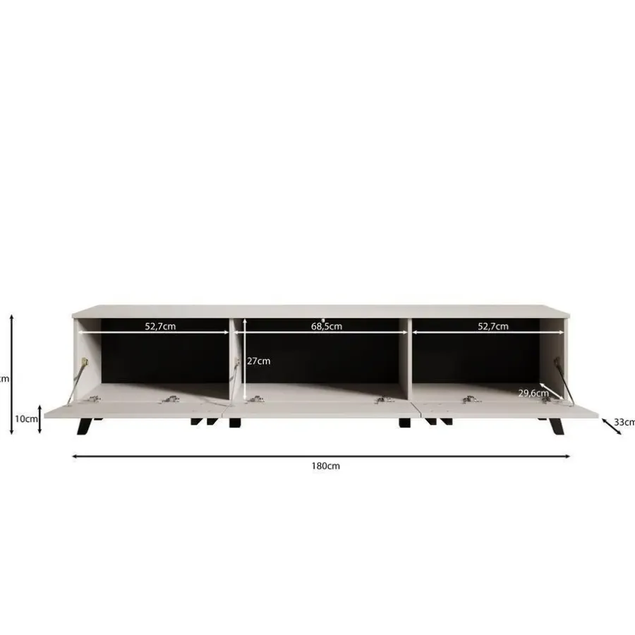 Tv Meubels-Meubella - Hydra - TV-Meubel - Zwart - 180 cm