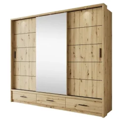 Meubella - Kledingkast Autumn - Eiken - 250 cm - Met spiegel