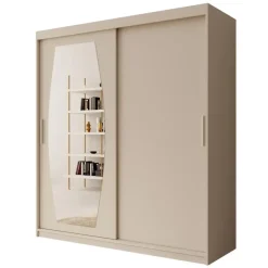 Meubella - Kledingkast Azai - Beige - 180 cm - Met spiegel