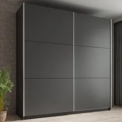 Schuifdeurkasten-Meubella - Kledingkast Azrael - Grijs - 200 cm