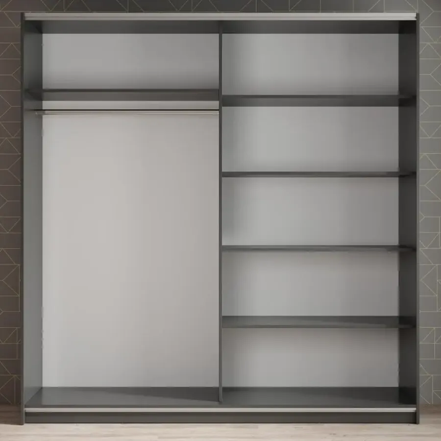 Schuifdeurkasten-Meubella - Kledingkast Azrael - Grijs - 200 cm