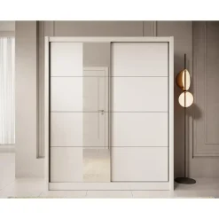 Meubella - Kledingkast Azul - Wit - 180 cm - Met spiegel