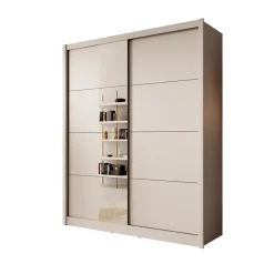 Meubella - Kledingkast Azul - Beige - 180 cm - Met spiegel