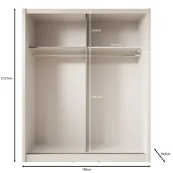 Meubella - Kledingkast Azul - Beige - 180 cm - Met spiegel