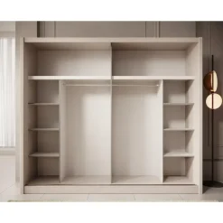 Meubella - Kledingkast Azul - Beige - 251 cm - Met spiegel