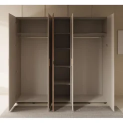Draaideurkasten-Meubella - Kledingkast Bahia - Beige - 224 cm - Met spiegel