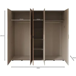 Draaideurkasten-Meubella - Kledingkast Bahia - Beige - 224 cm - Met spiegel