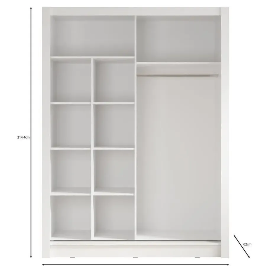 Meubella - Kledingkast Bazarre - Eiken - 155 cm - Met spiegel