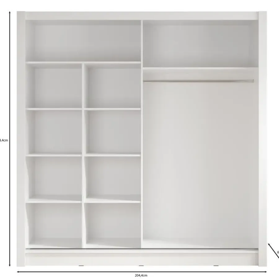 Schuifdeurkasten-Meubella - Kledingkast Bazarre - Eiken - 205 cm - Met spiegel