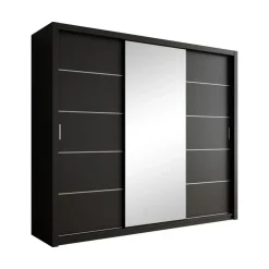Meubella - Kledingkast Blake - Mat Zwart - 250 cm - Met spiegel