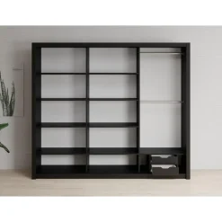 Meubella - Kledingkast Blake - Mat Zwart - 250 cm - Met spiegel