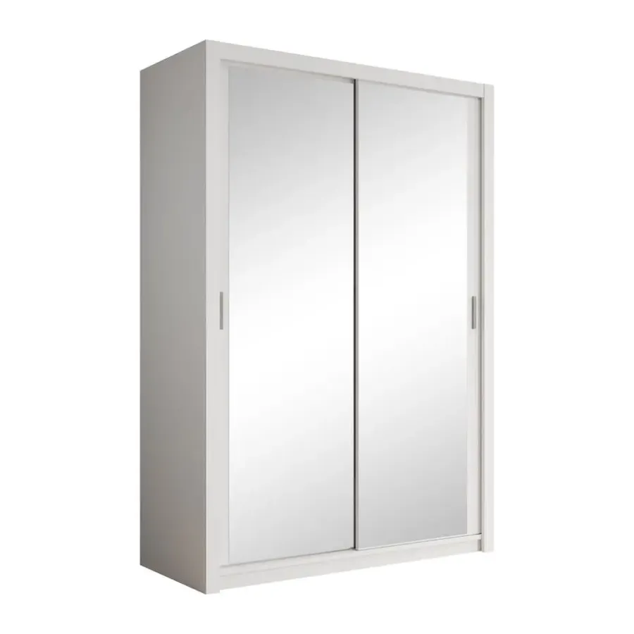 Schuifdeurkasten-Meubella - Kledingkast Blake - Wit - 150 cm - Met spiegel