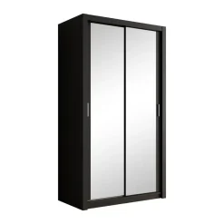 Schuifdeurkasten-Meubella - Kledingkast Blake - Mat Zwart - 120 cm - Met spiegel