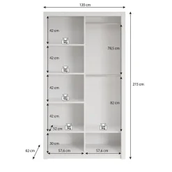 Schuifdeurkasten-Meubella - Kledingkast Blake - Mat Zwart - 120 cm - Met spiegel