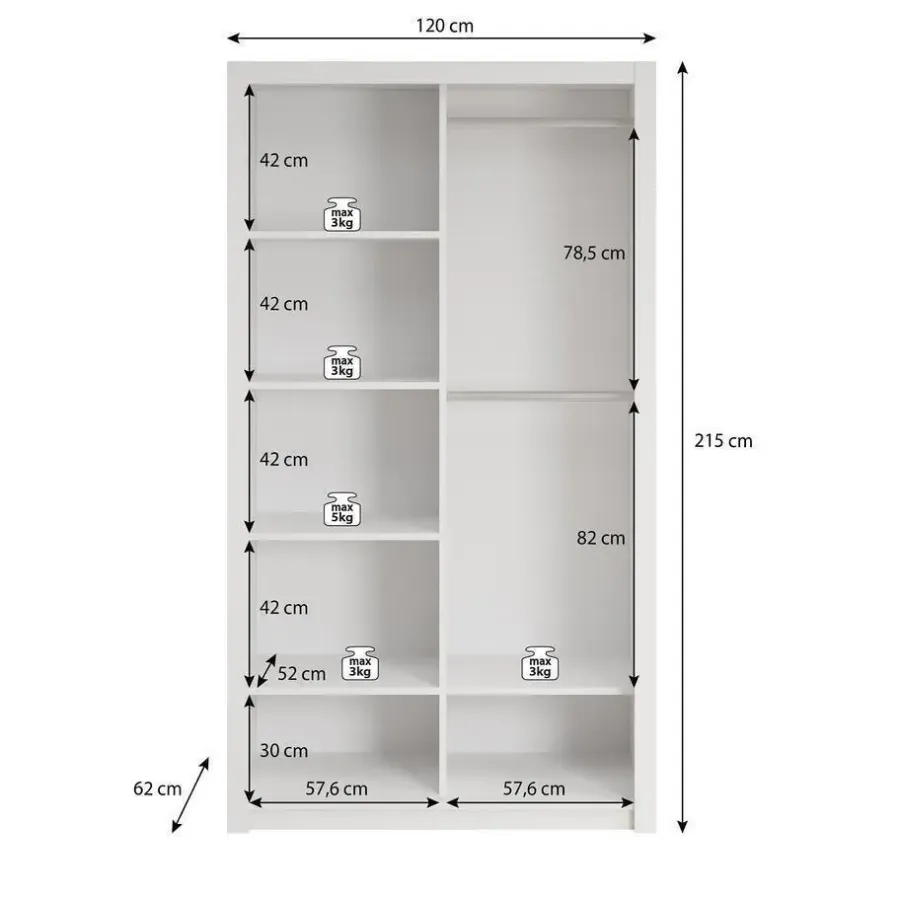 Schuifdeurkasten-Meubella - Kledingkast Blake - Mat Zwart - 120 cm - Met spiegel