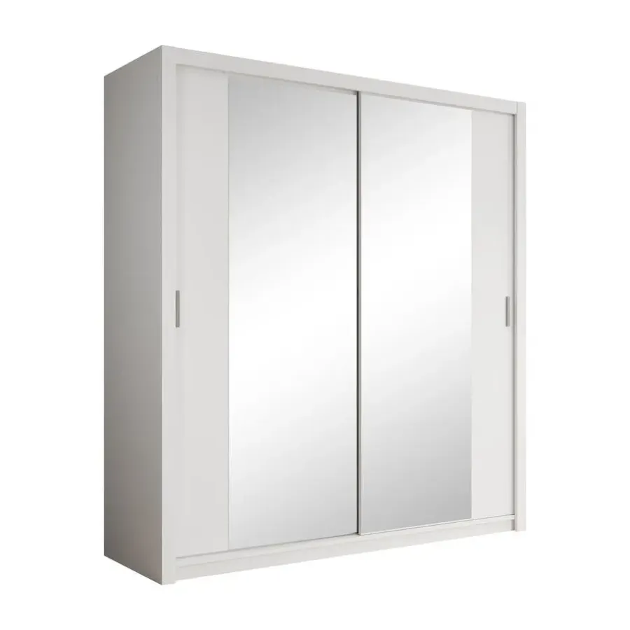 Meubella - Kledingkast Blake - Wit - 200 cm - Met spiegel