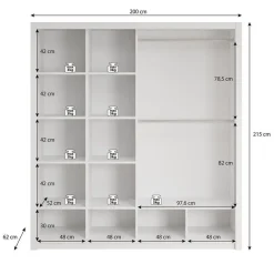 Schuifdeurkasten-Meubella - Kledingkast Blake - Mat Zwart - 200 cm - Met spiegel