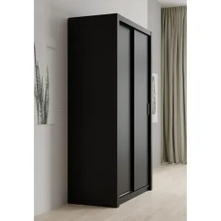 Schuifdeurkasten-Meubella - Kledingkast Blake - Mat Zwart - 120 cm