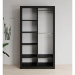 Schuifdeurkasten-Meubella - Kledingkast Blake - Mat Zwart - 120 cm