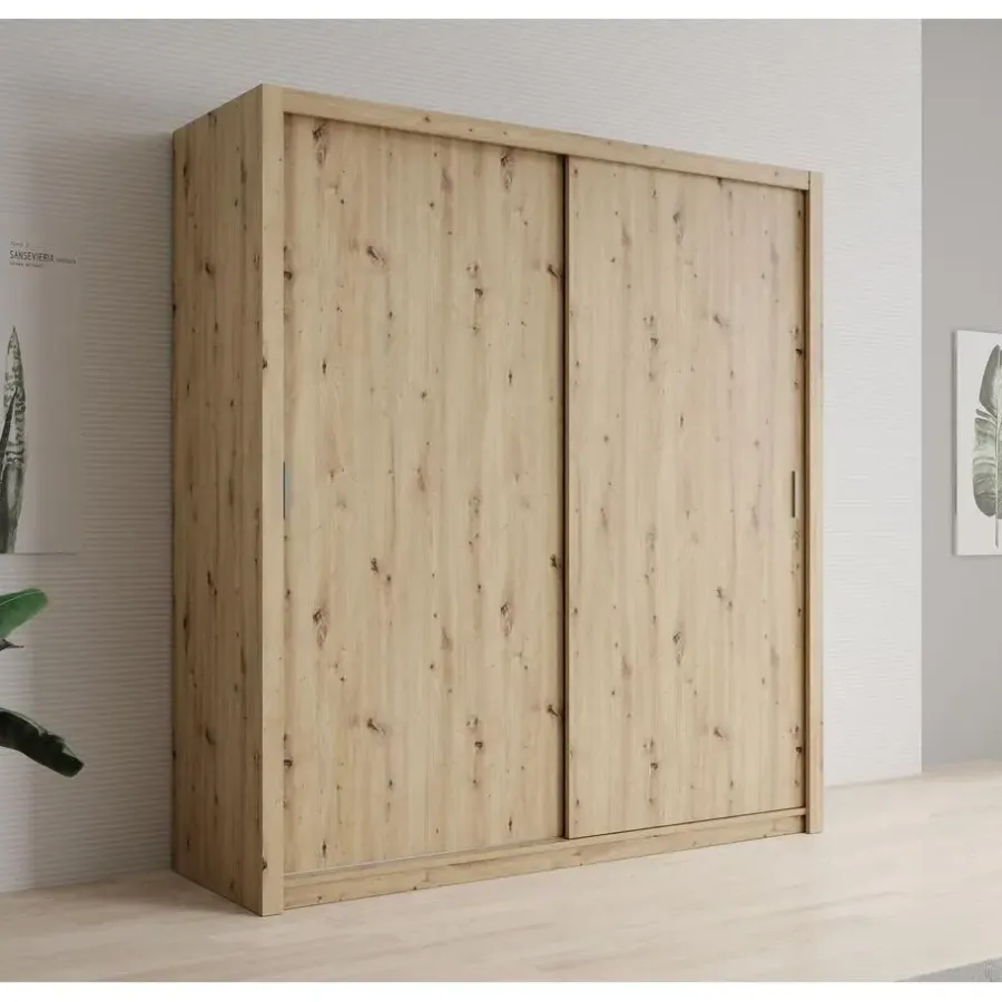 Schuifdeurkasten-Meubella - Kledingkast Blake - Eiken - 200 cm