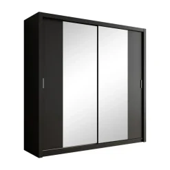 Meubella - Kledingkast Blake - Mat Zwart - 220 cm - Met spiegel