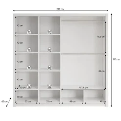 Meubella - Kledingkast Blake - Mat Zwart - 220 cm - Met spiegel