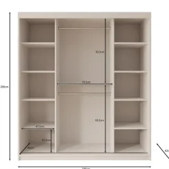 Meubella - Kledingkast Bodhi - Zwart - 180 cm - Met spiegel