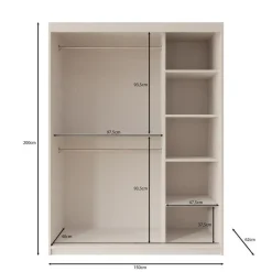 Meubella - Kledingkast Bodhi - Zwart - 150 cm - Met spiegel