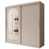 Schuifdeurkasten-Meubella - Kledingkast Bodhi - Beige - 200 cm - Met spiegel